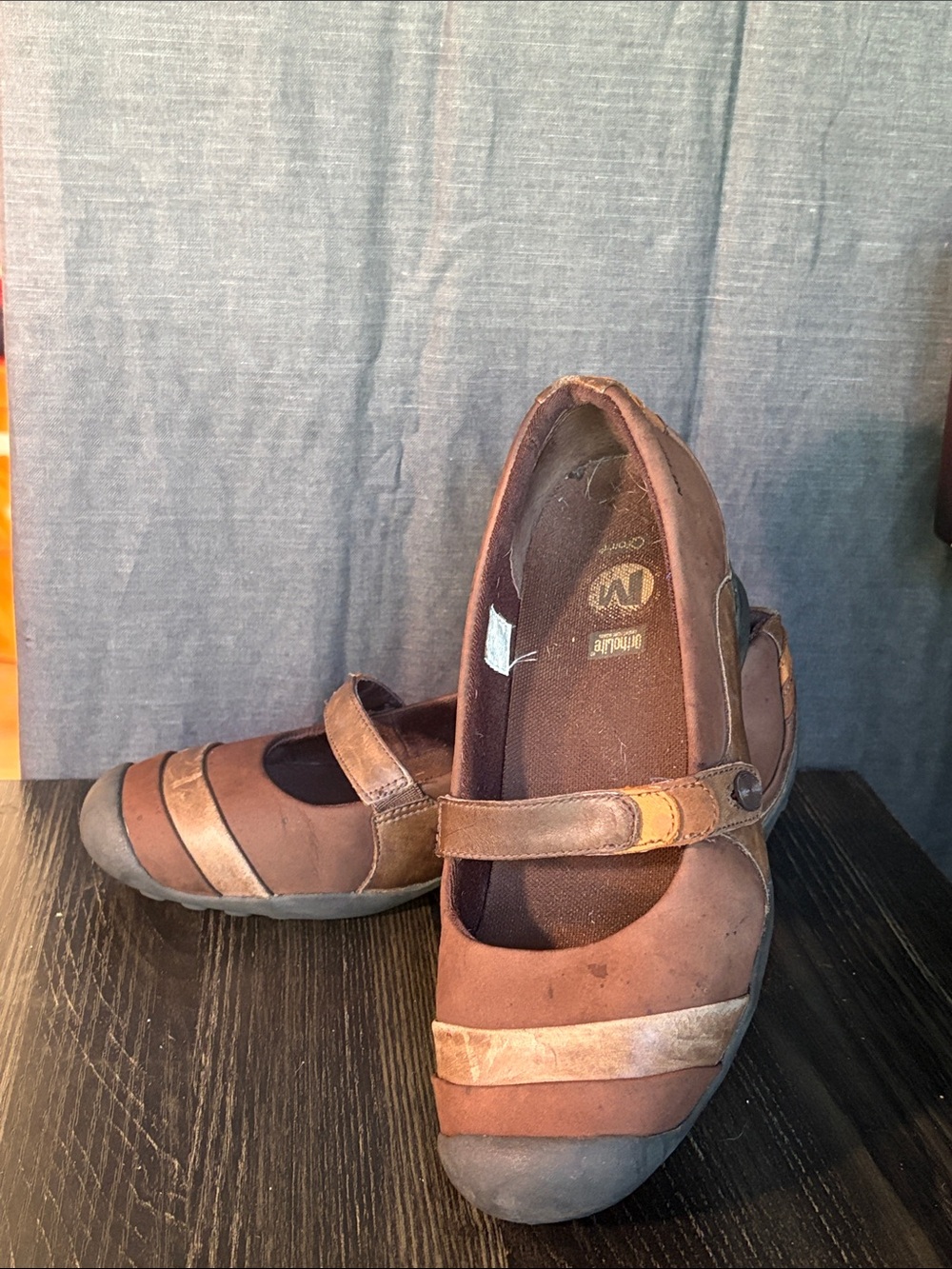 Merrell Brown Mary Jane Casual Flats with Tan Accents